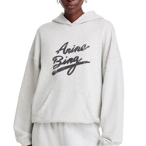 Anine Bing Harvey Gray Hoodie with script logo